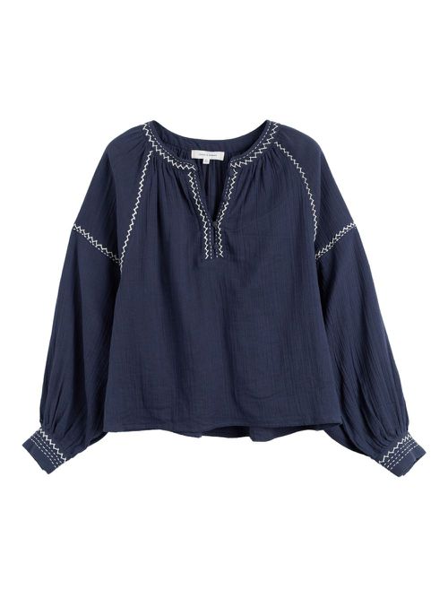 St. Tropez embroidered-detail blouse - Blue