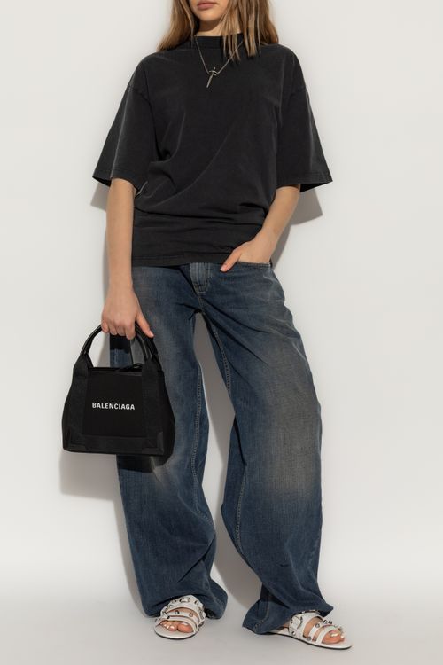 Balenciaga T-shirt With Ribbon Laced At The Back, Women's, Black