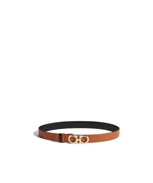 Gancini-buckle leather belt