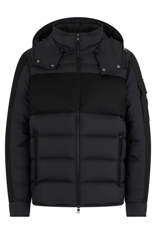 Black Quilted Hooded Jacket