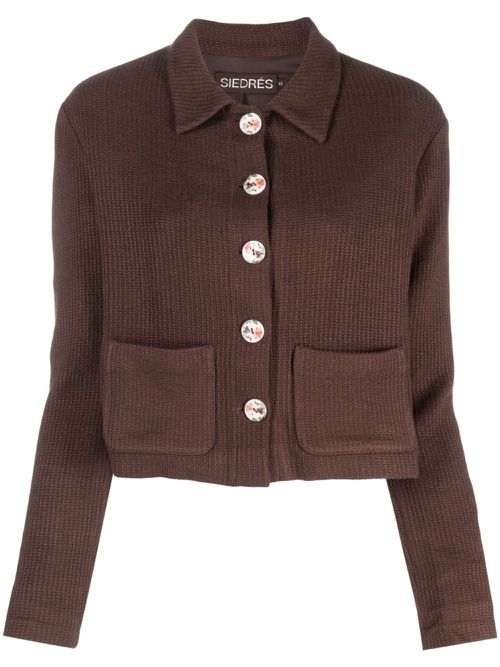 Yuna knit cropped cardigan - Brown