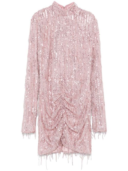 Sequinned fringed mini dress - Pink