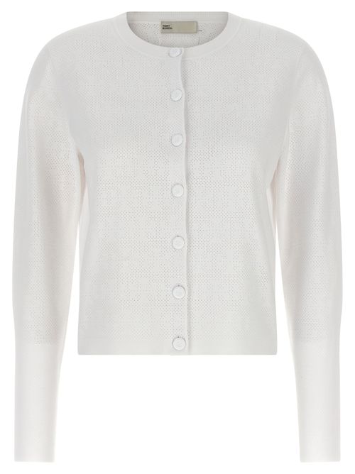 Pointelle Viscose Cardigan — White