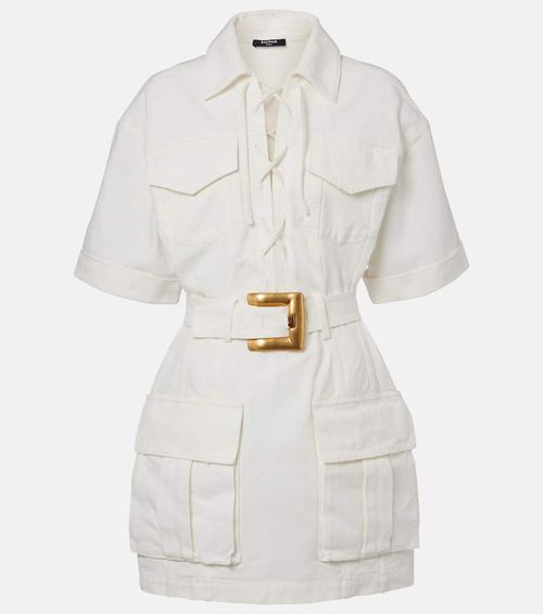 Cotton canvas shirt dress