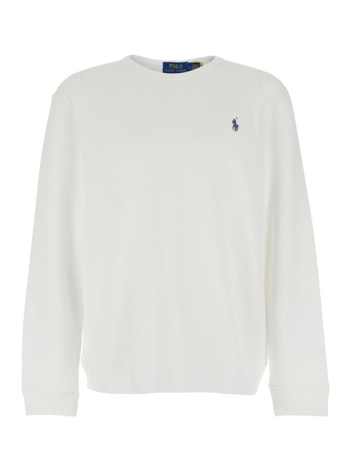 Logo-Embroidered Cotton Blend Sweatshirt — White