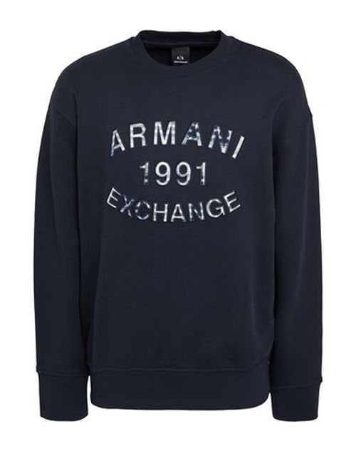Man Sweatshirt Navy Size M Cotton, Elastane