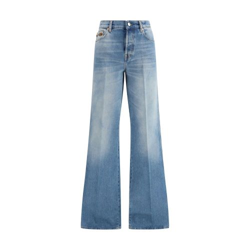Stone-Washed Flare Jeans — Blue