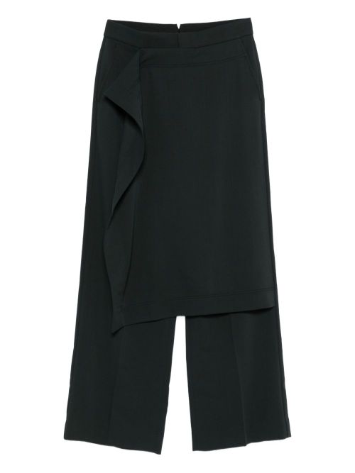 Layered Wool Trousers — Black