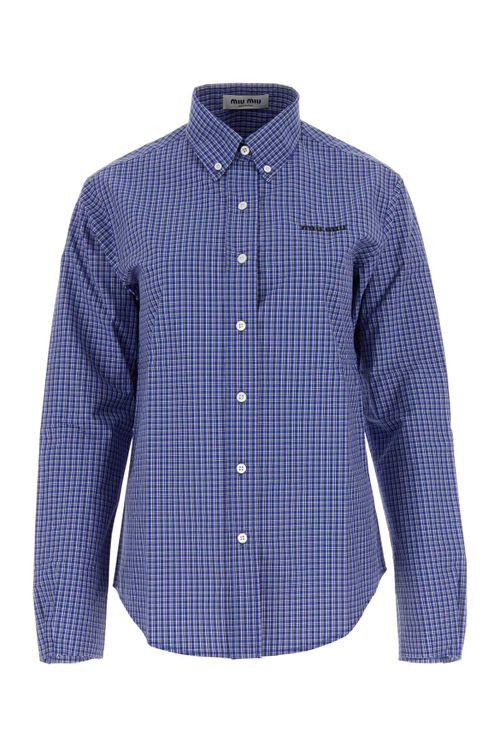 Embroidered Poplin Shirt — Blue