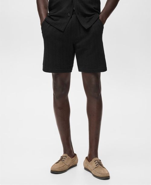 Men's Structured Knitted Shorts - Black