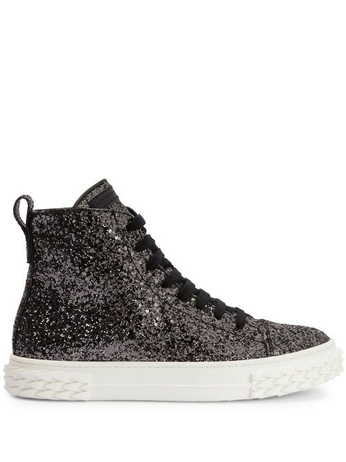 Eco-Blabber glitter high-top sneakers - Black