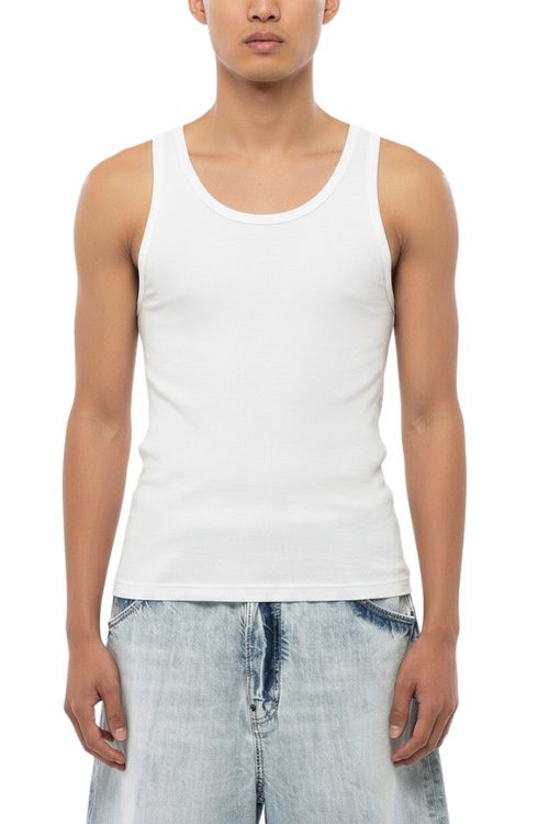 White Round Neck Tank Top