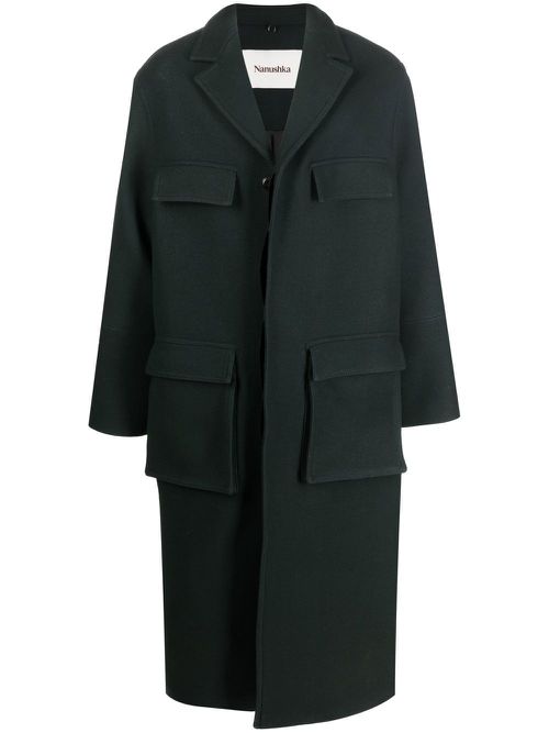 Single-breasted long coat - Green
