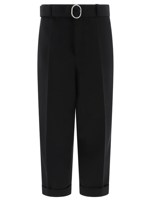 -Belted Trousers Nero-Uomo