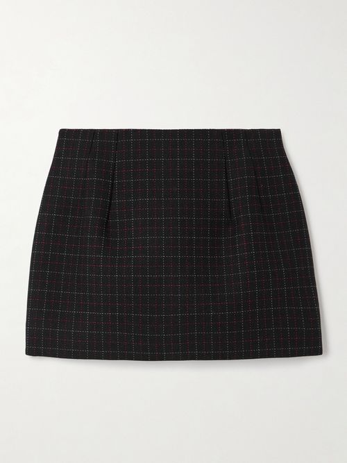 WARDROBE. NYC - Contour Checked Wool Mini Skirt - Black