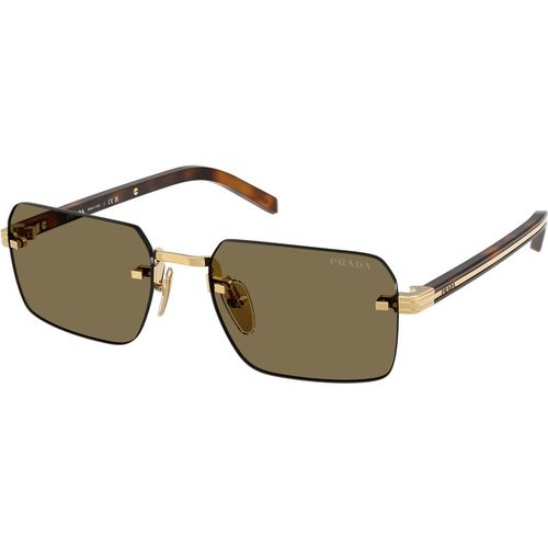 Prada Man Prada PR D55S 5AK90F Sunglasses Metal Gold Brown Squared Norma