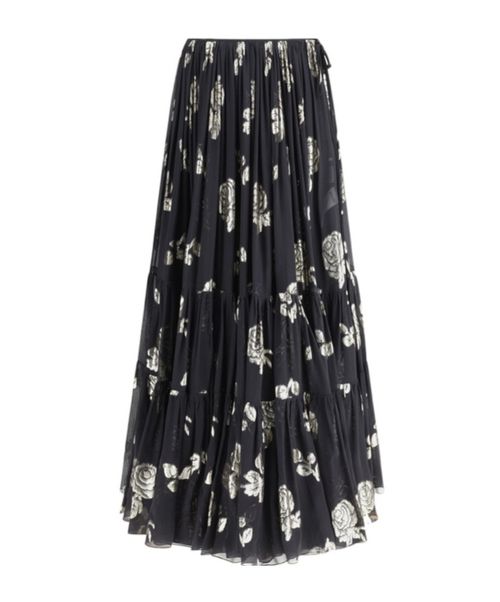 Floral-jacquard maxi skirt