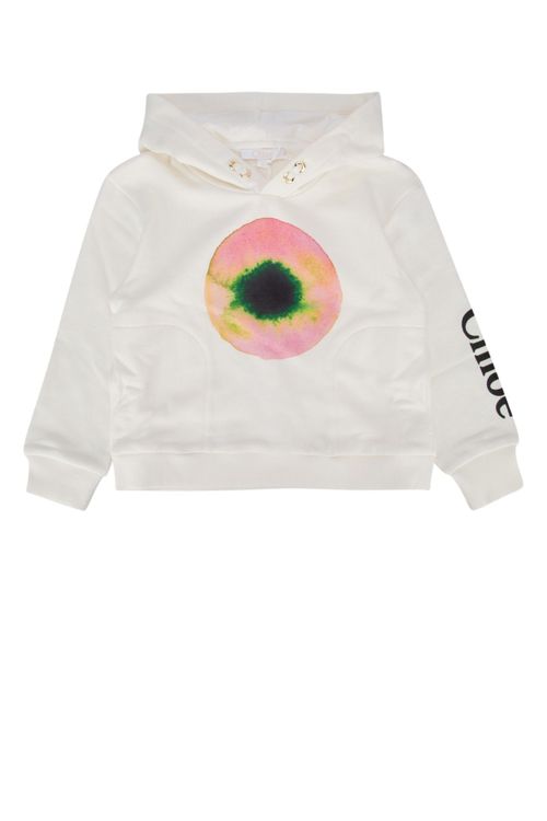 Graphic Eye Print Cotton Sweatshirt — White