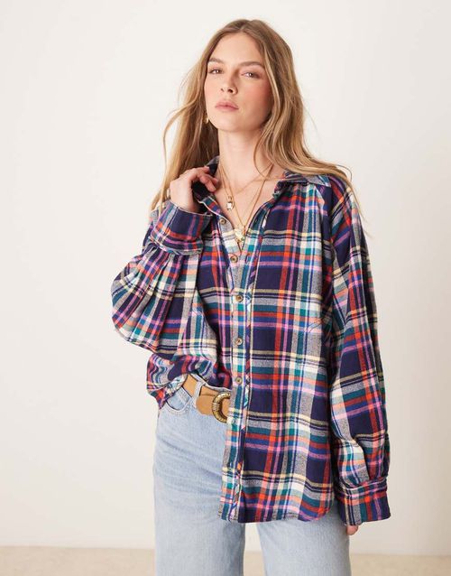 Oversized plaid shirt in multi