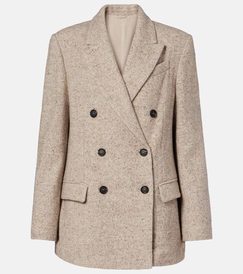 Double-breasted wool and silk-blend blazer
