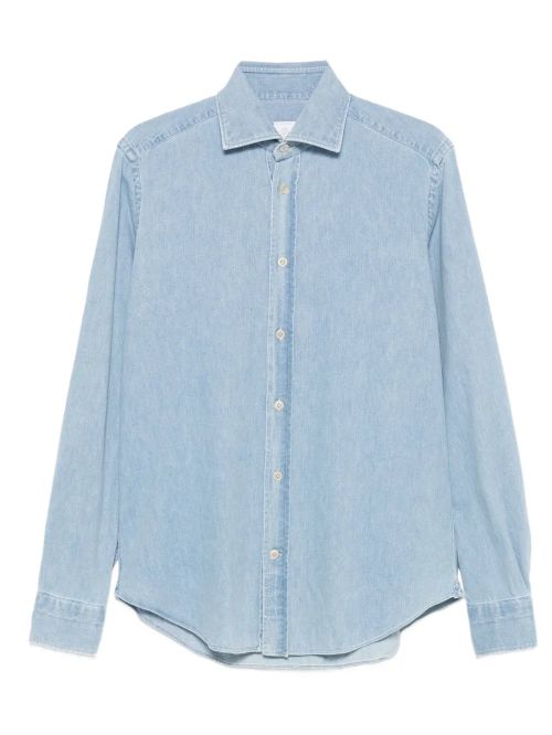 Long-Sleeve Denim Shirt — Light Blue