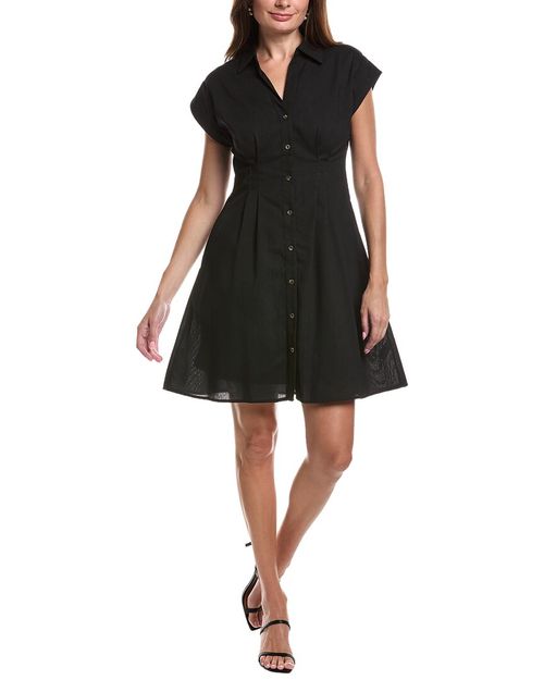 Pleated Linen-Blend Mini Dress