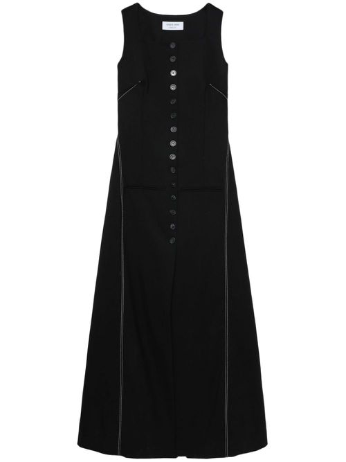 Button-down flared midi dress - Black