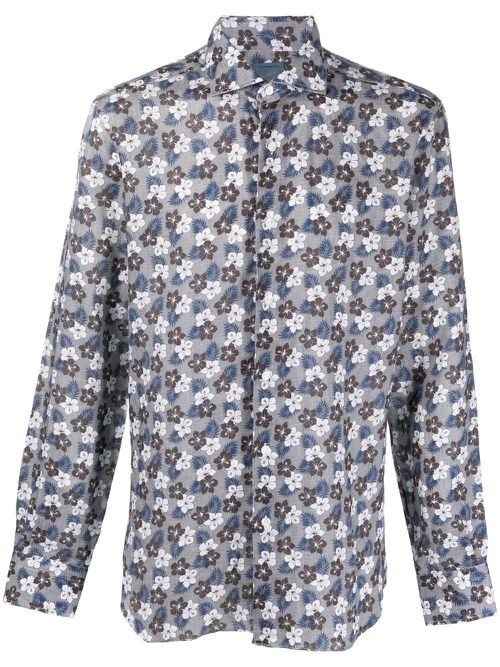 Long-sleeve linen shirt - Grey