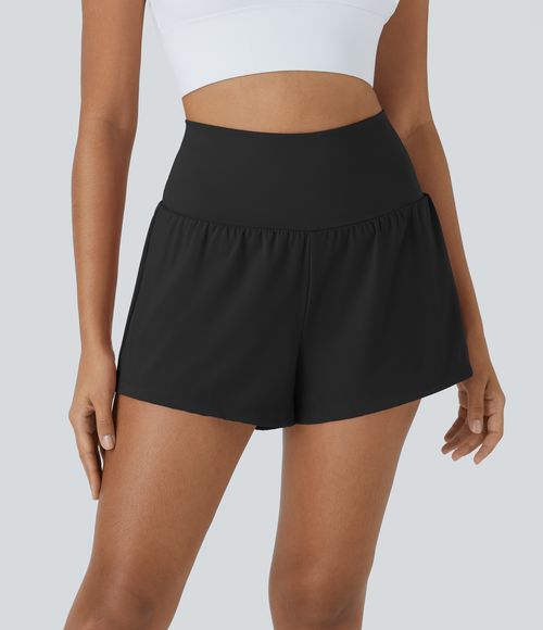 SoftlyZero™ Airy Super High Waisted Cool Touch Yoga Shorts with Pockets Gym Short - Black