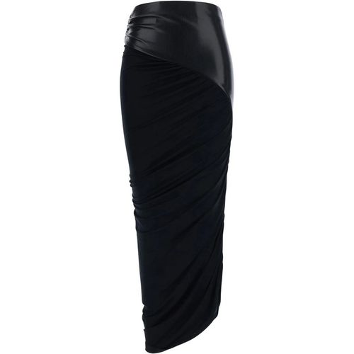 The Andamane Ursula Skirt Vegan Leather Detailed Draped Midi