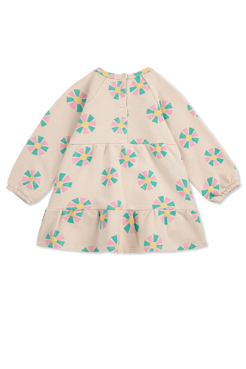 Cotton Dress With Colorful Print, Unisex, Cream