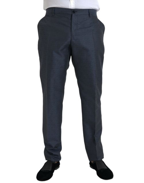 Virgin Wool Blend Trousers — Blue