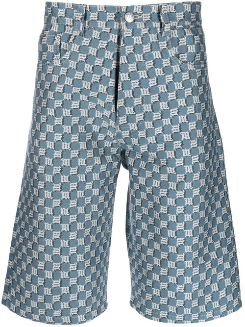 Logo-print denim shorts - Blue