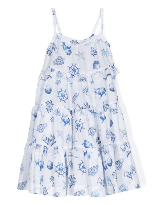 Graphic-print cotton dress - White