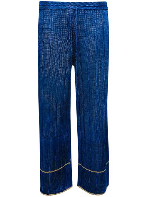 Wide-leg ribbed trousers - Blue