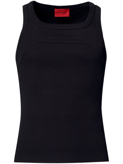 Exposed ribbed tank top - Black