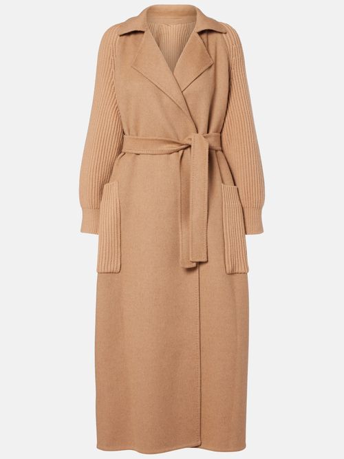 Berard camel hair, wool, and cashmere wrap coat