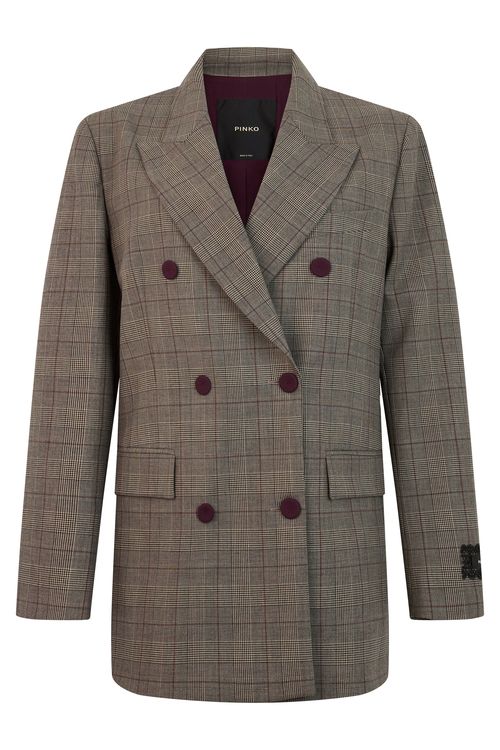 Double-Breasted Jacquard Jacket with Button Front