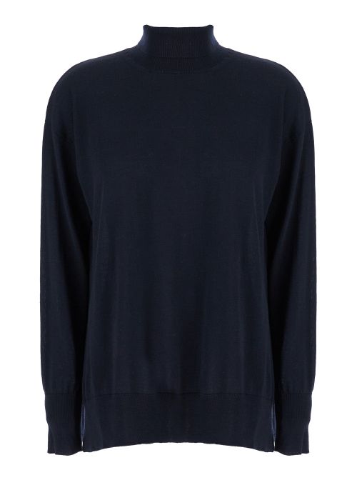Virgin Wool Turtleneck Sweater — Navy