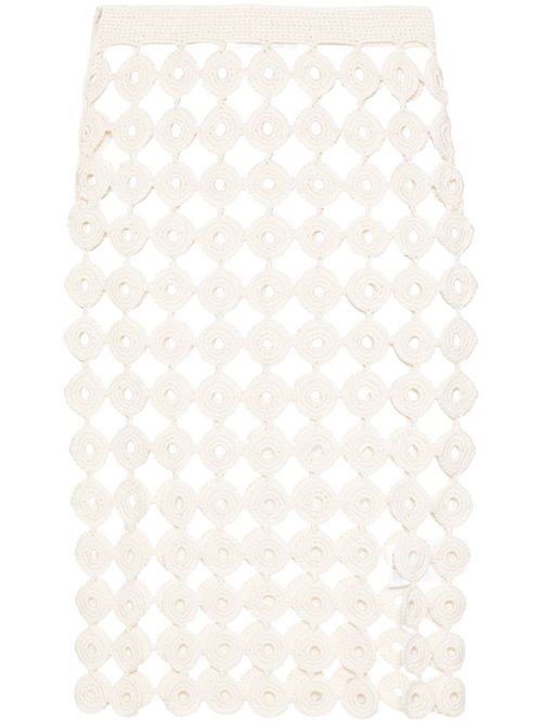 Stanza crochet-knit midi skirt - Neutrals