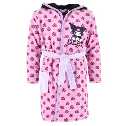 Textiel Trade Girl's Kuromi Hoodie Bath Robe - Pink Extra Small 4T