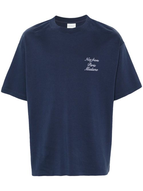 Le T-shirt Slogan Calligraphy T-shirt - Blue
