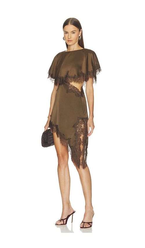 MORE TO COME Gabriella Cutout Mini Dress in Olive. XXS. Also in