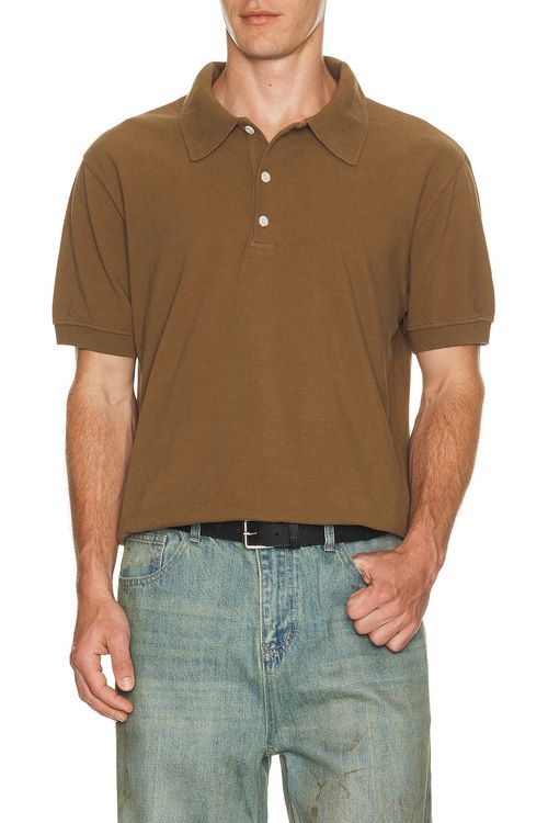 Citizens of Humanity Banded Polo in Vintage Kelp - Brown. L also in M, S, XL/1X