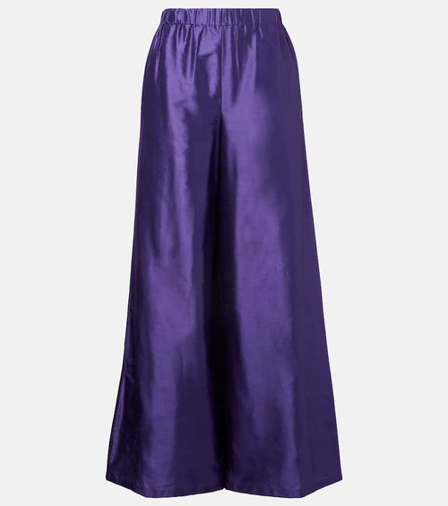 Avio high-rise silk satin wide-leg pants