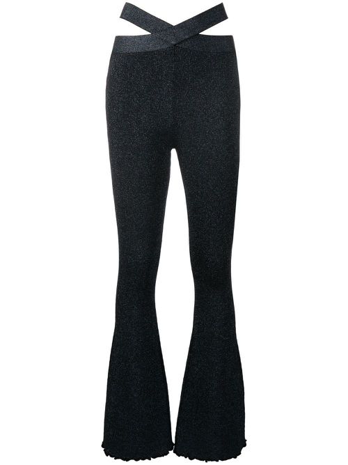 Cut out-detail wide-leg trousers - Black
