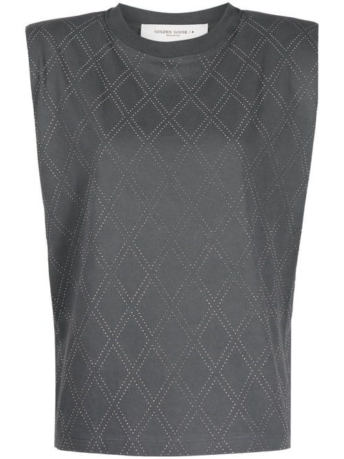 Studded cotton T-shirt - Grey