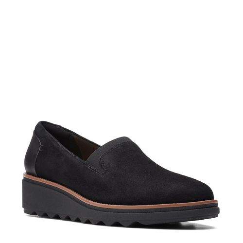 Women's Sharon Dolly Wedge Slip On Shoes (Black Suede/Dark Tan)