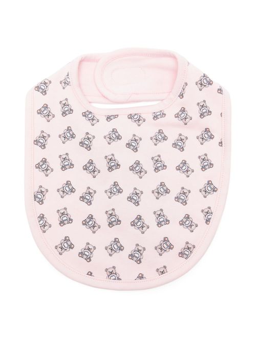 Teddy-bear print jersey bib - Pink