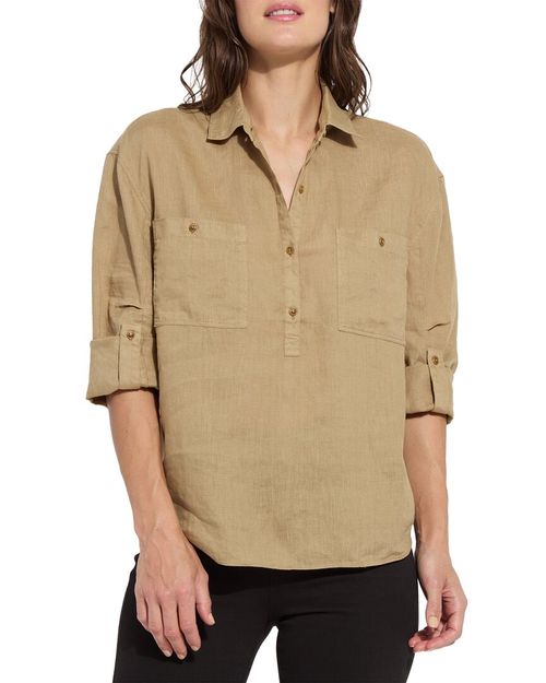 Rose Roll Tab Linen Utility Shirt